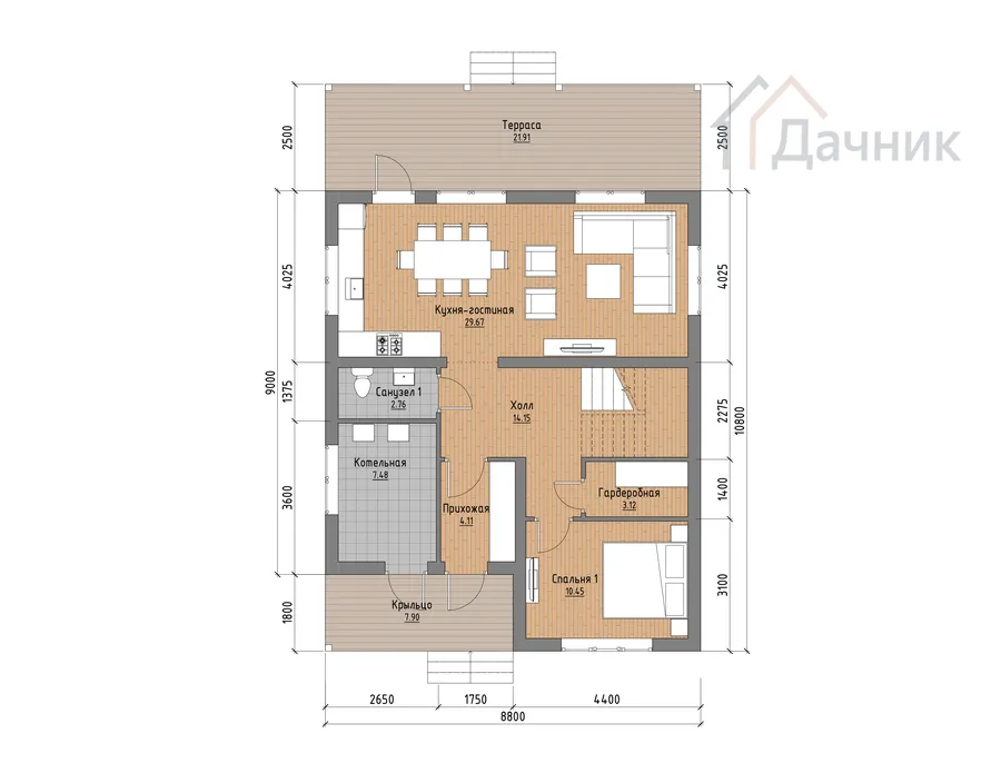 Bavaria - План 1-го этажа с расстановкой мебели